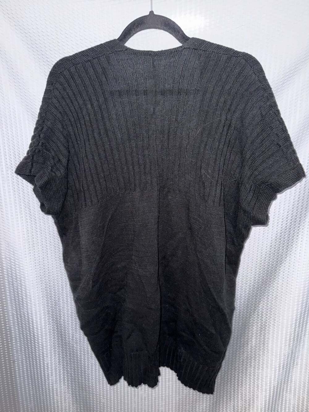 Black Ribbed Open-Front Cardigan Size S - Picture 2 of 3